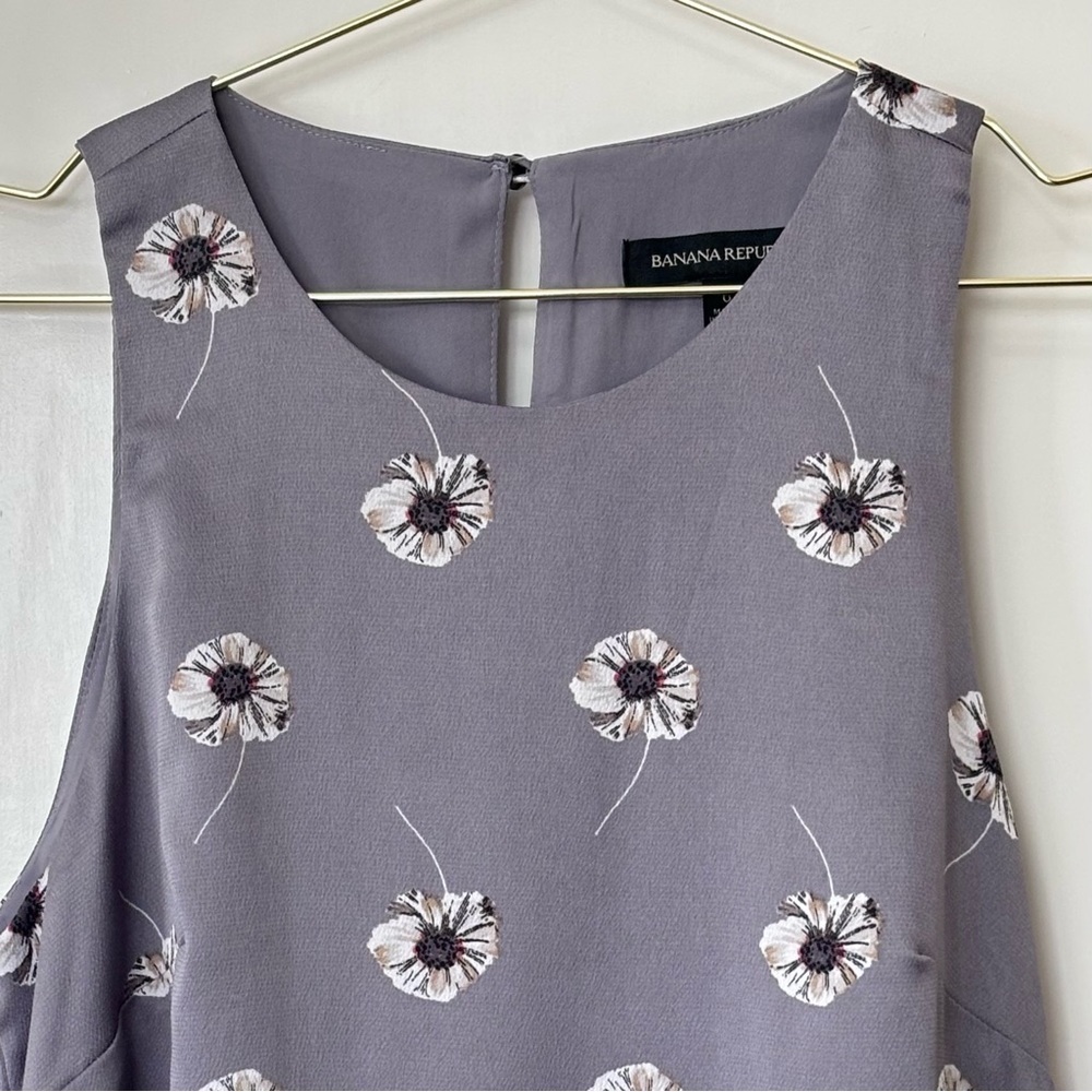 Banana Republic| Grey Floral Ombre Hem Asymmetrical Sleeveless Dress Sz 6 - Picture 3 of 8